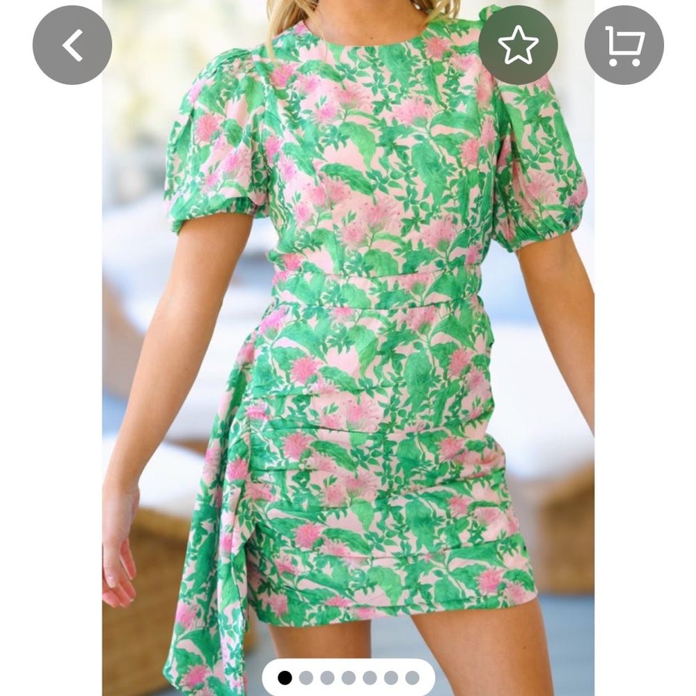 Green and Pink Floral Mini Dress